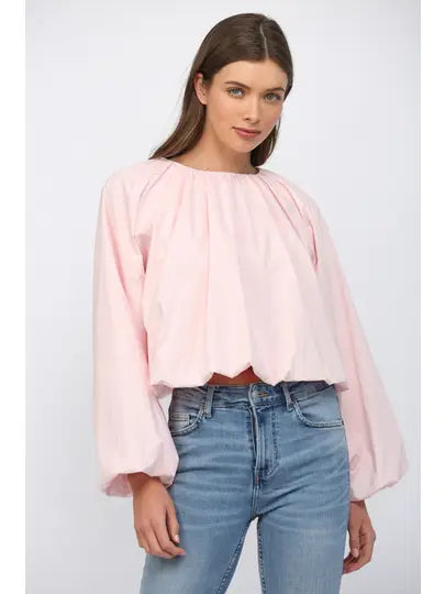 Long Sleeve Gathered Blouse