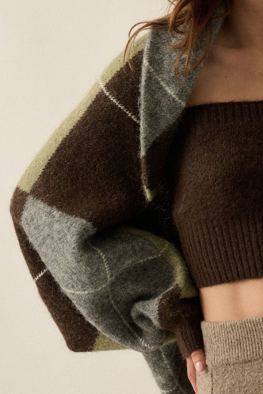 Argyle Jacquard-Knit Cardigan