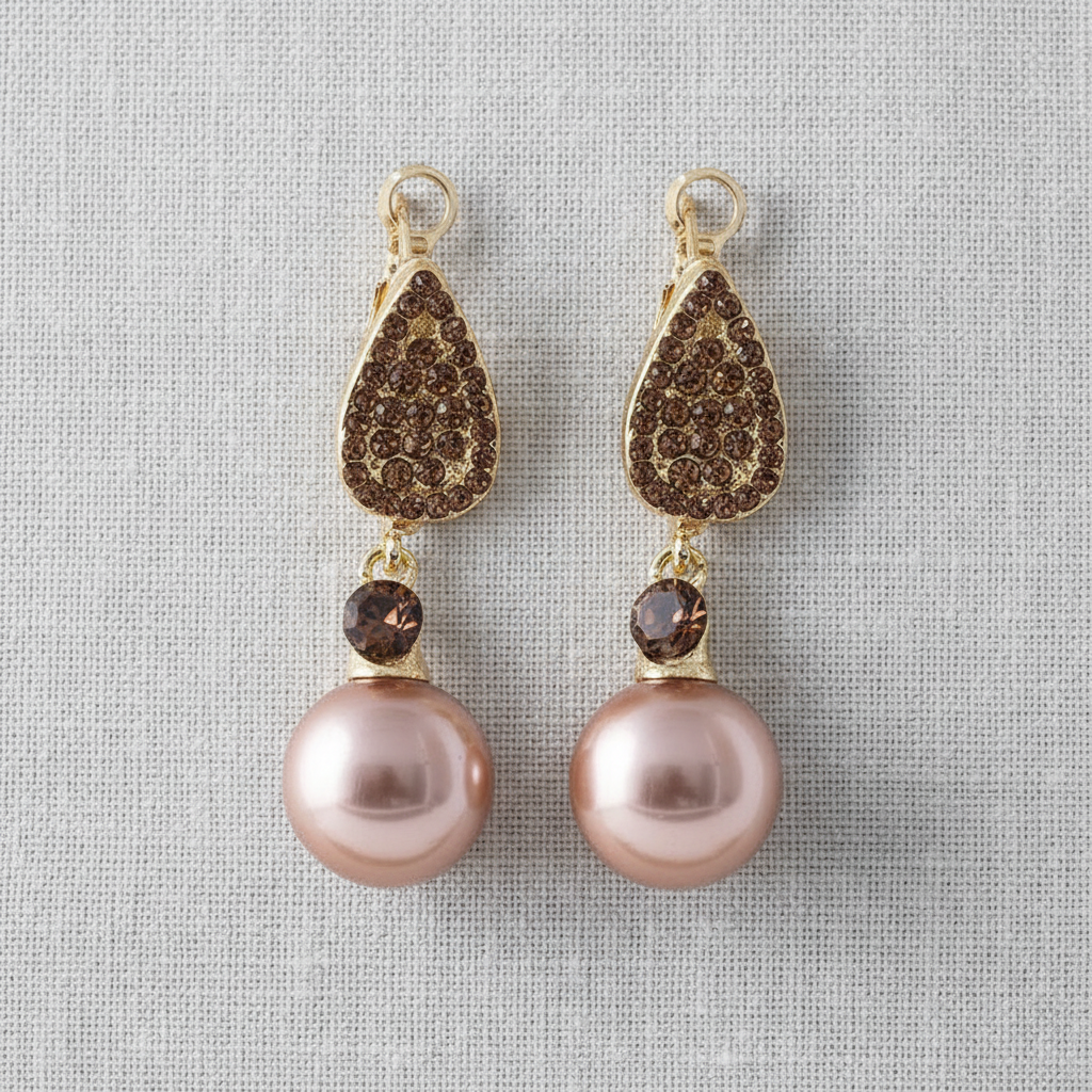 Champagne Gold Leaf Pearl Earrings