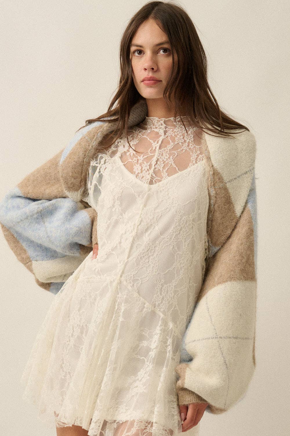 Argyle Jacquard-Knit Cardigan