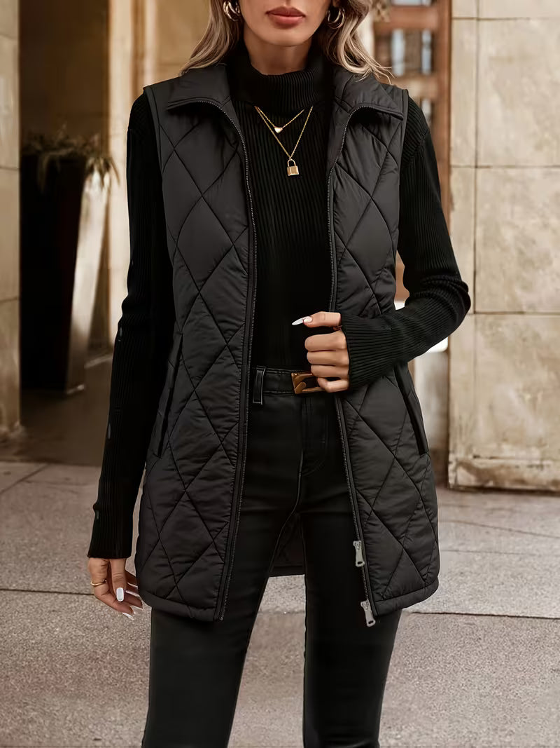 Quilted Puffer Vest Long