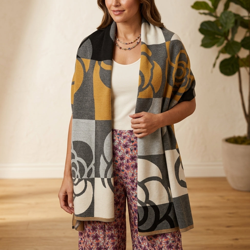 Abstract Rose Print Wrap