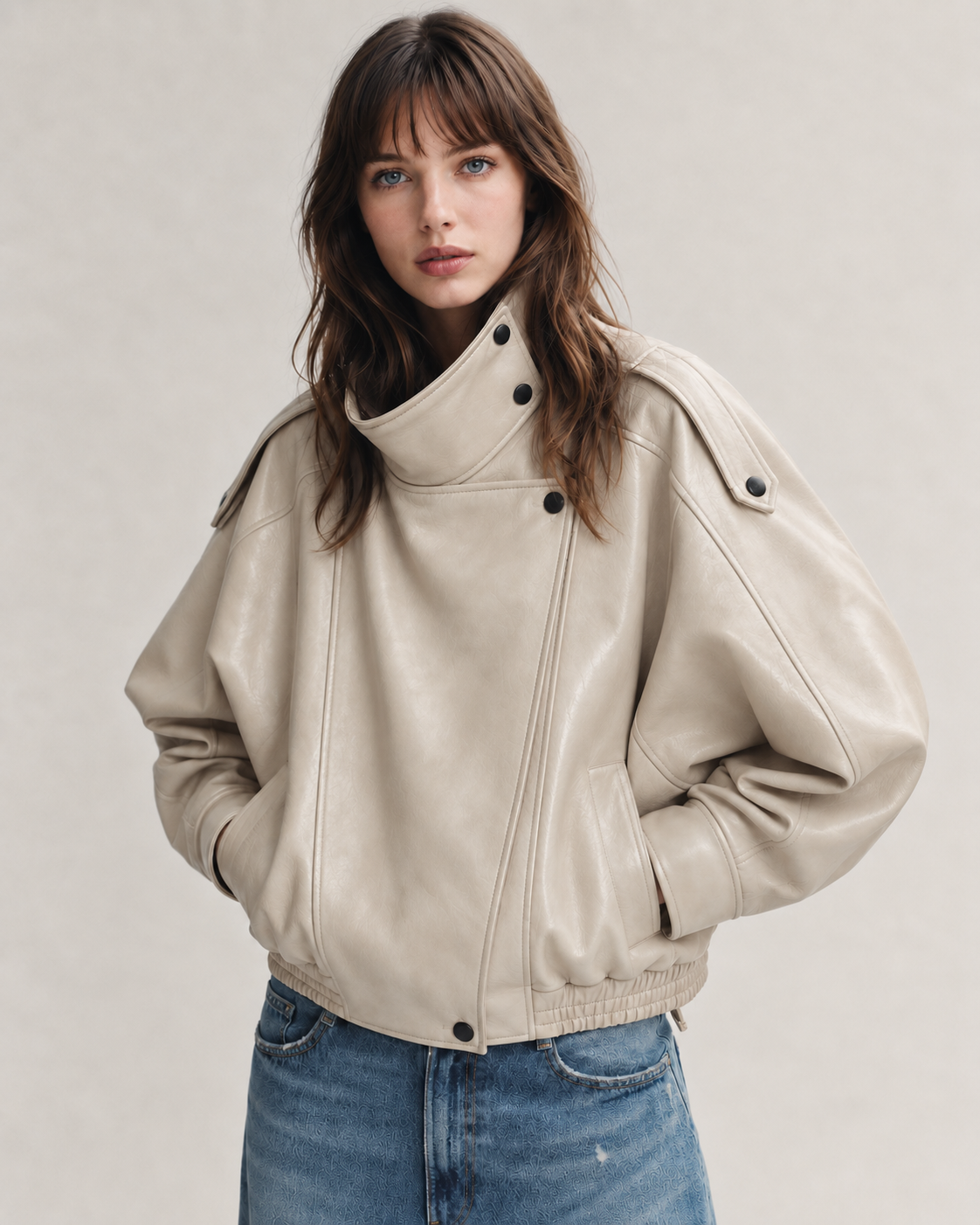 Oversized Leather Biker Jacket
