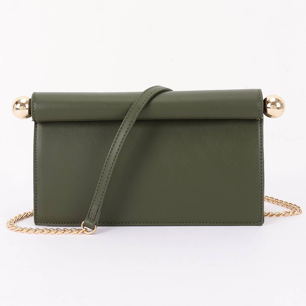 Roll-Top Sphere Accent Chain Clutch