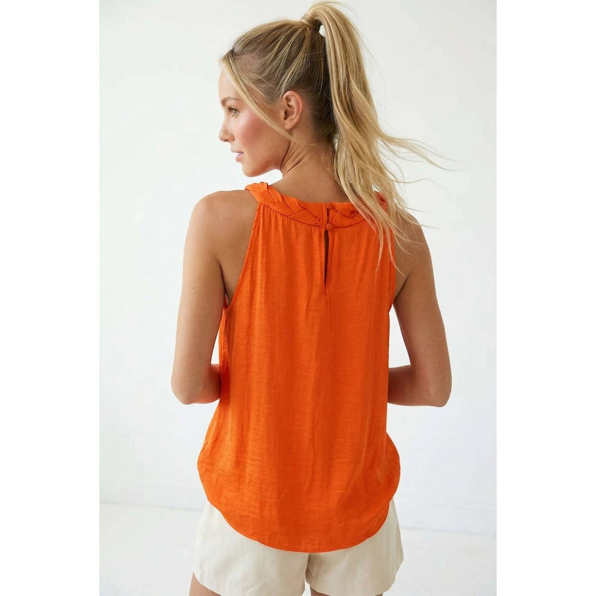 Flat Braided Neckline Tank Top