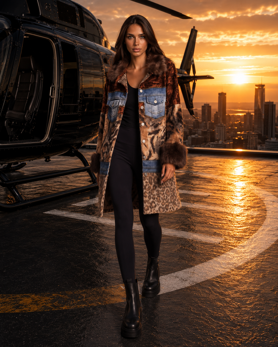 Mixed Media Faux Fur Statement Coat