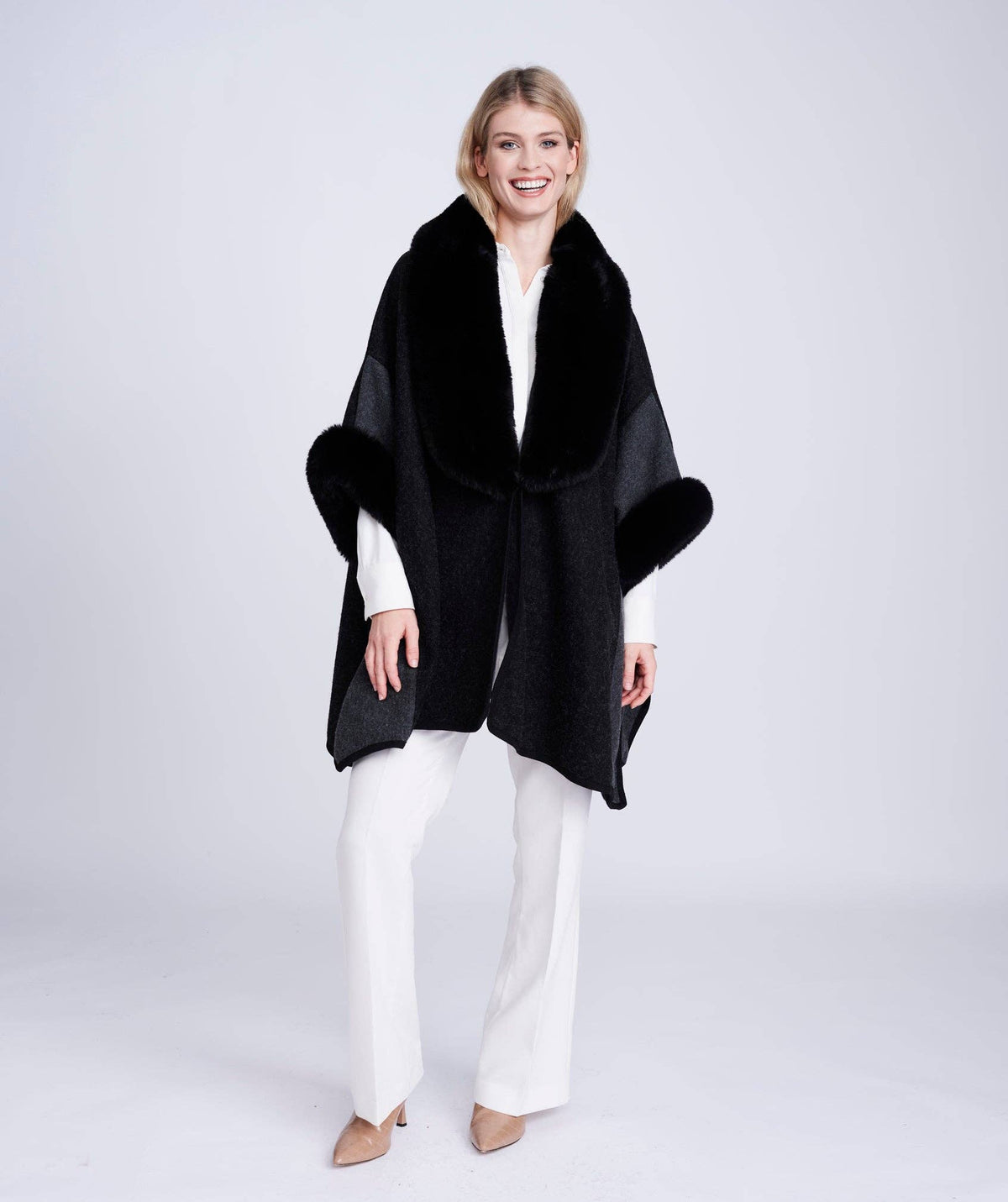 Cream Two-Tone Faux Fur Wrap