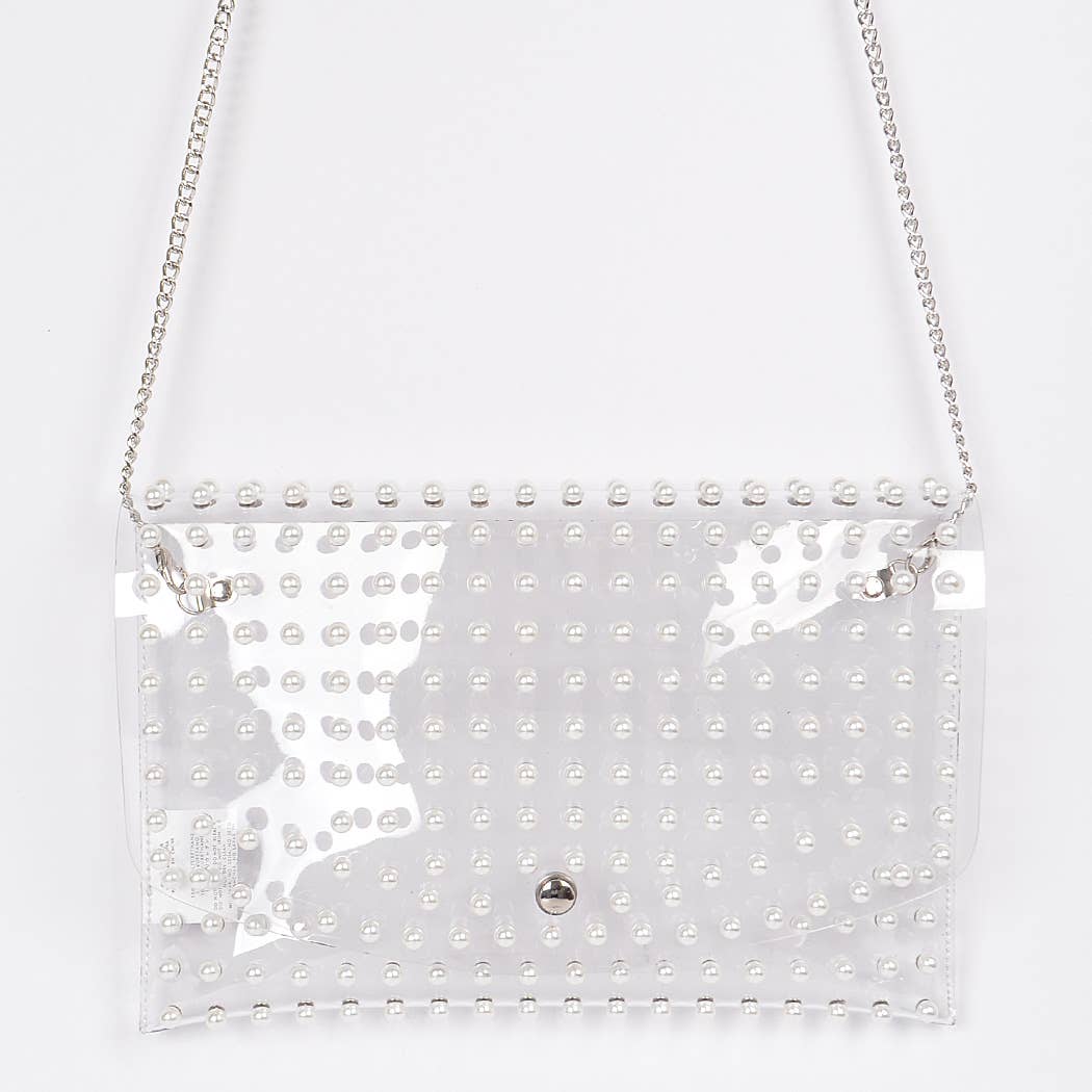 Pearl Studded Transparent Clutch