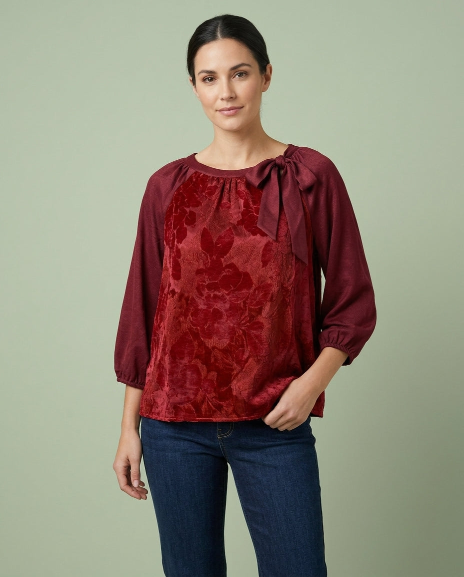 Floral Velvet Jacquard Top