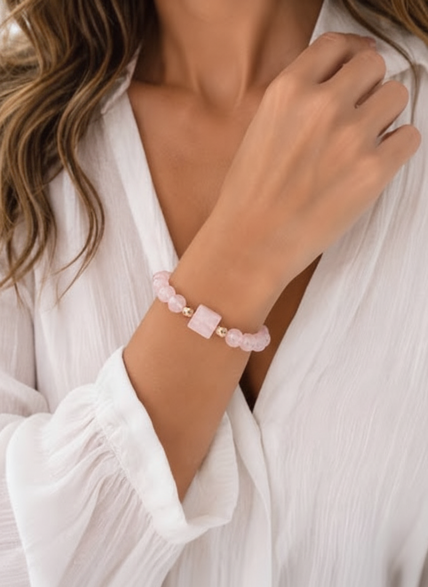 Genuine Pink Quartz Bracelet