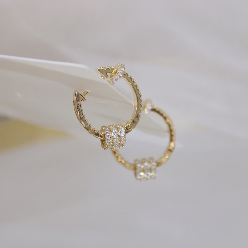 Stone Hoop Earrings