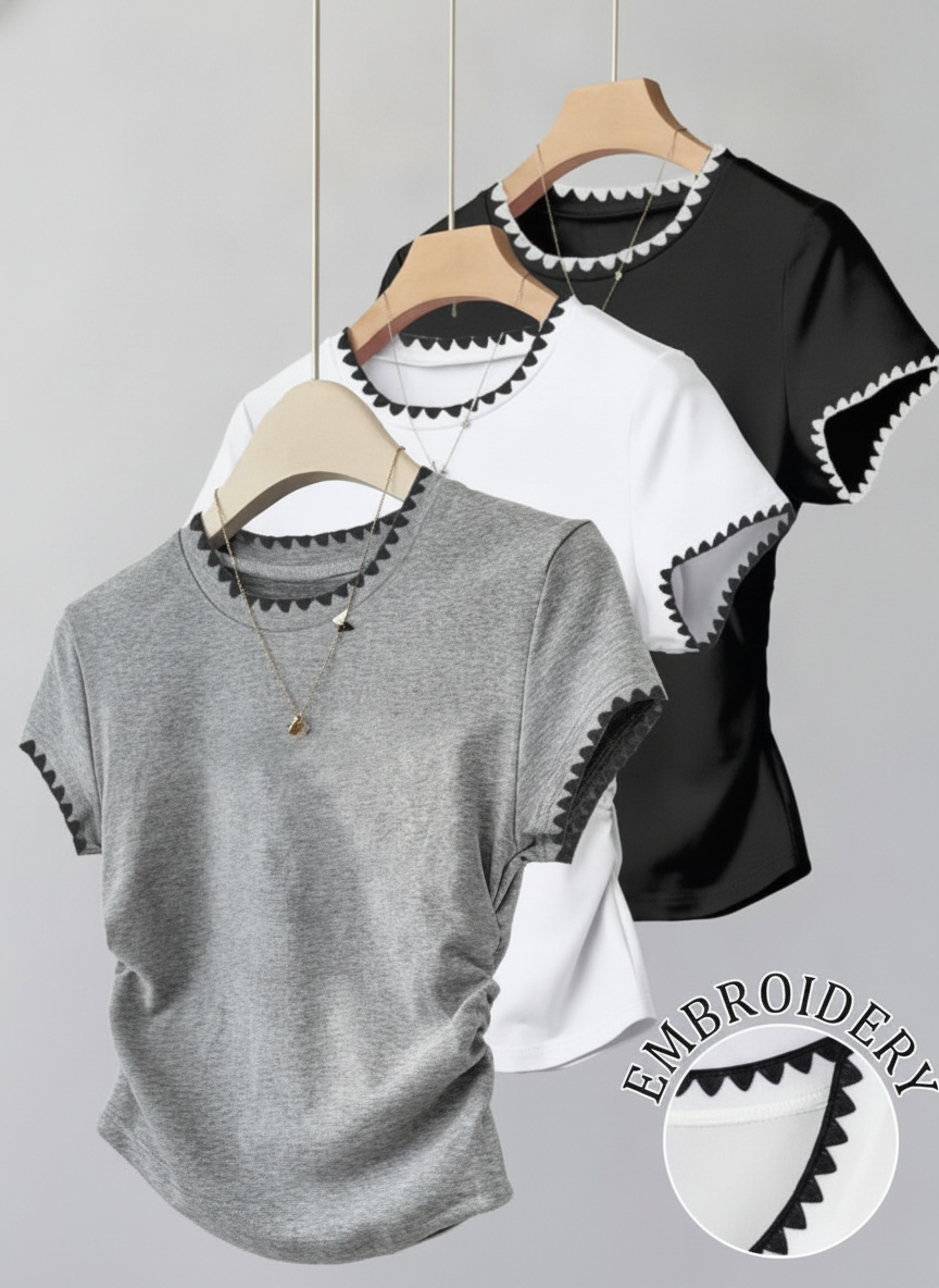 Embroidered Scrunch Waist Tee Bundle (3)