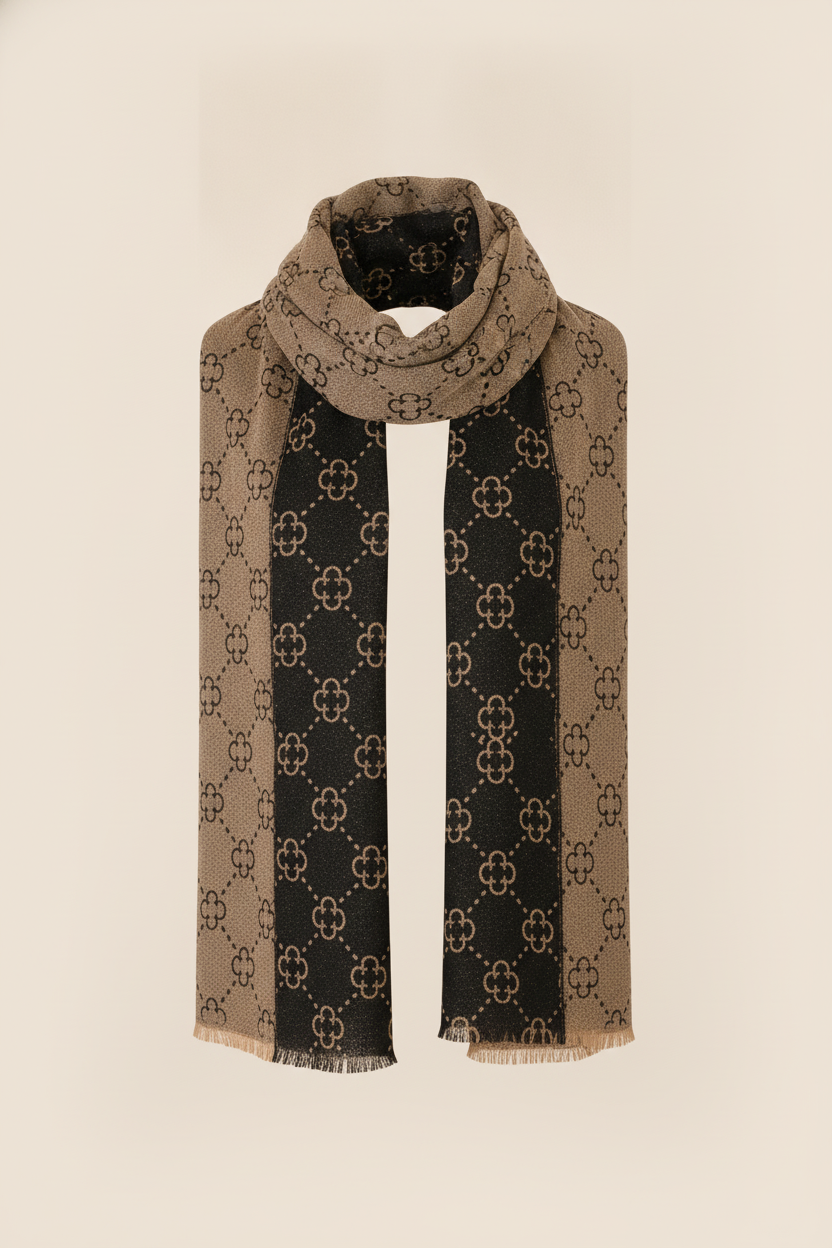 Two-Tone Clover Print Scarf