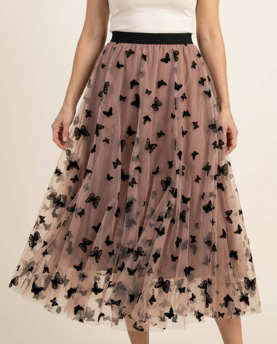Mesh Butterfly Skirt