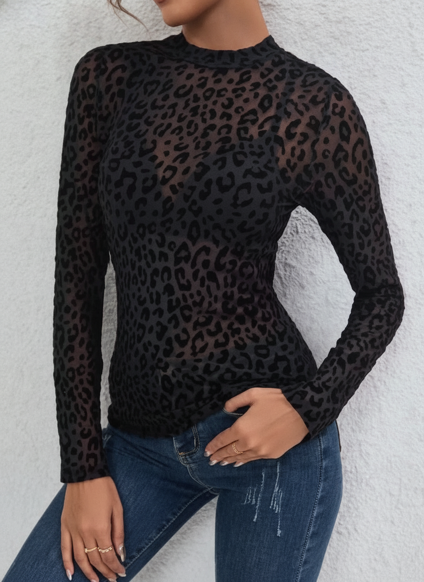 Mesh Leopard Top