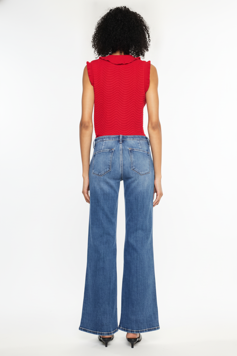 Mid Rise Wide Flare Jeans