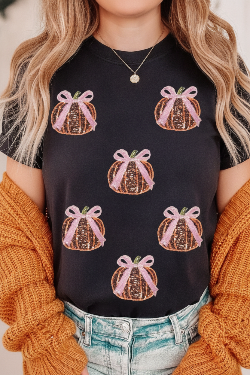 Pumpkin Sequin Tee