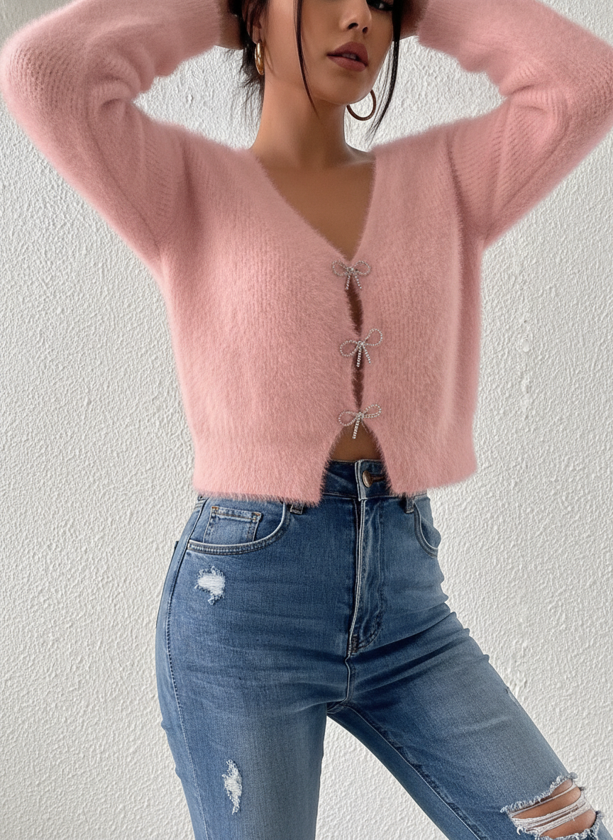 Rhinetone Bow Sweater