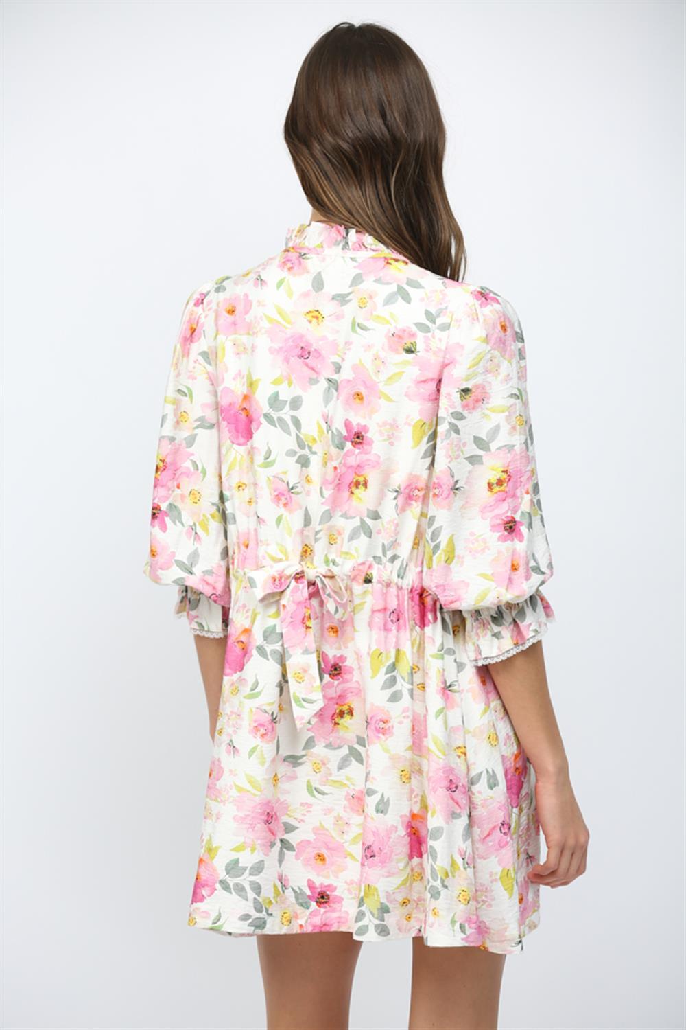 Tie Back Print Dress