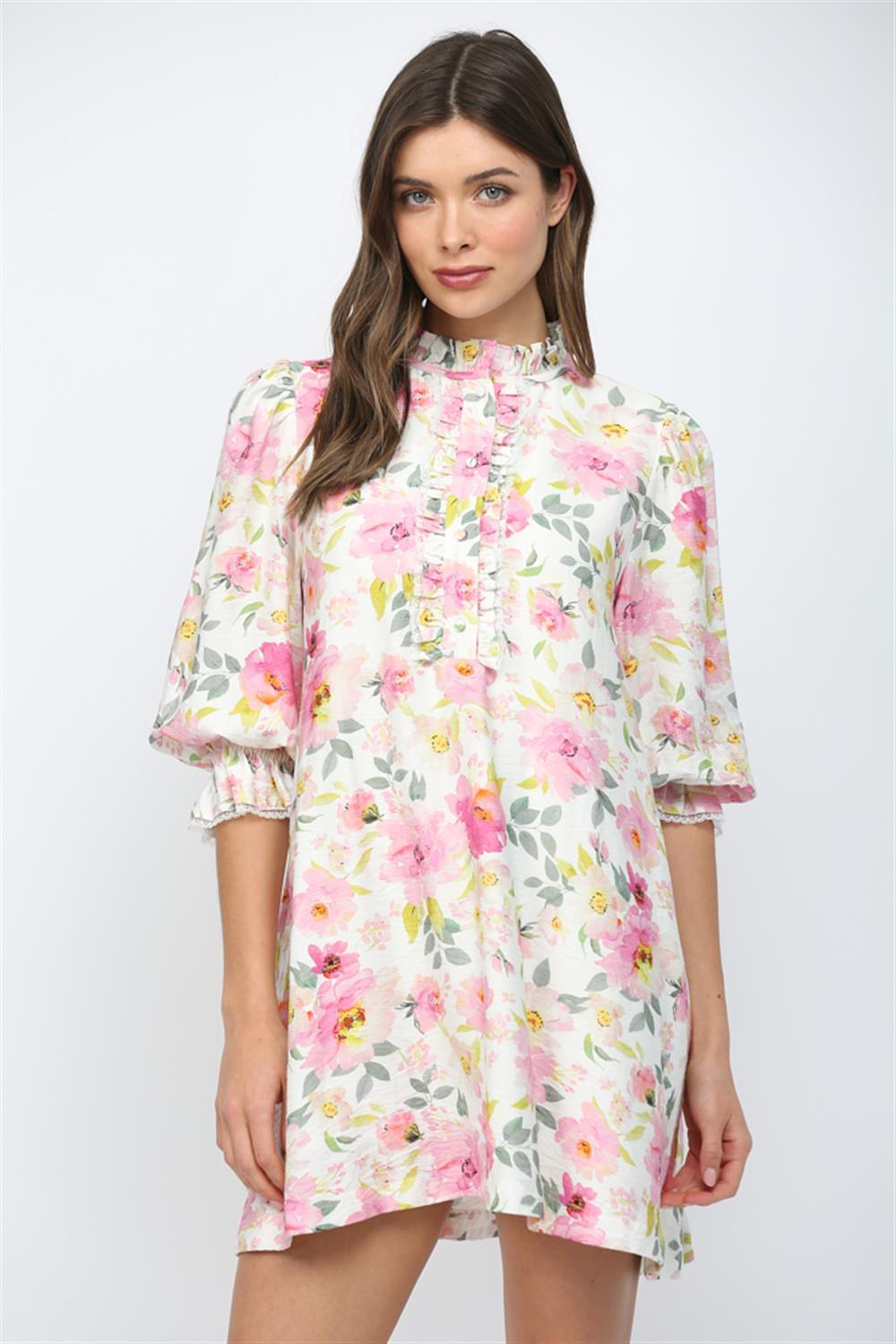 Tie Back Print Dress