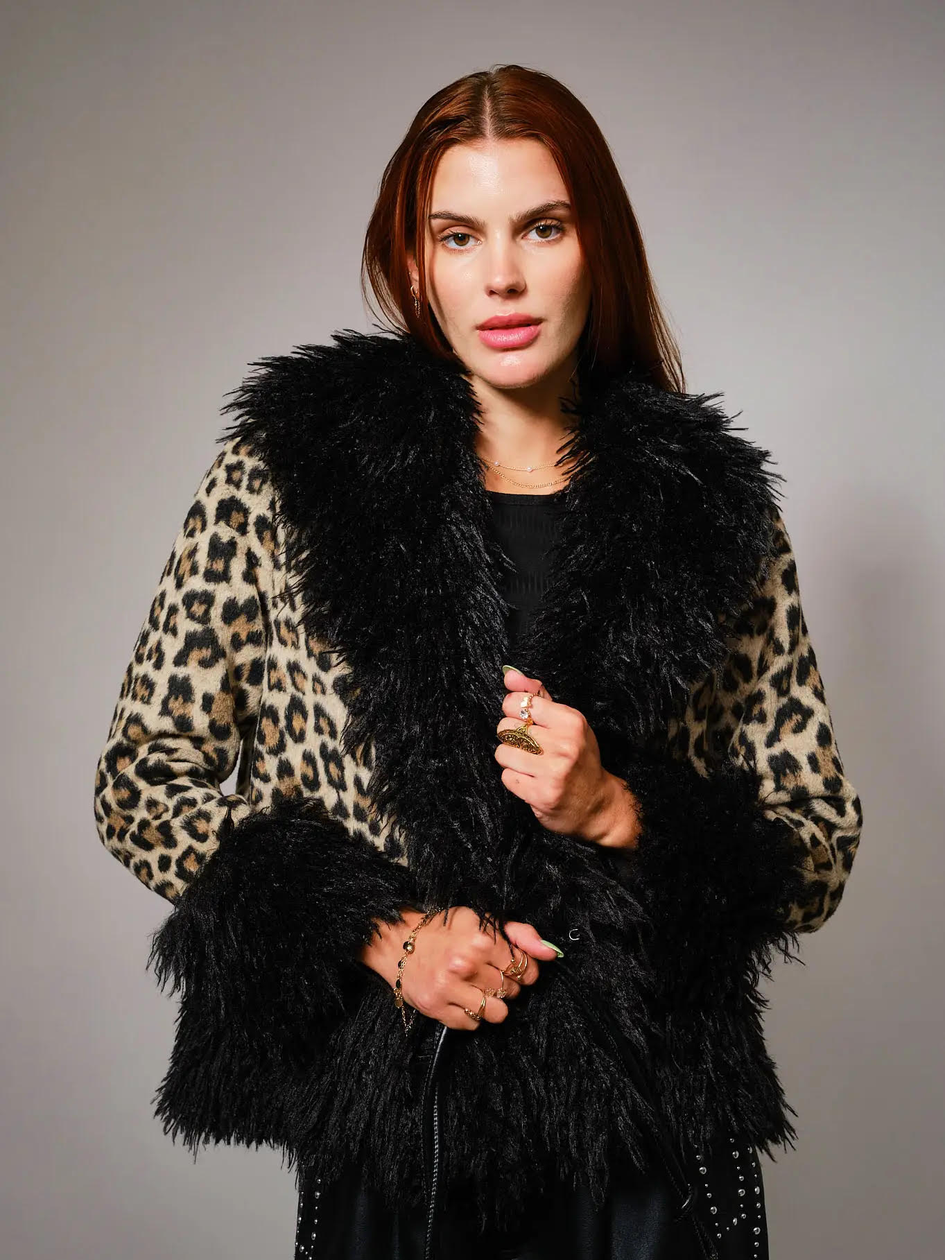 Shaggy faux fur coat