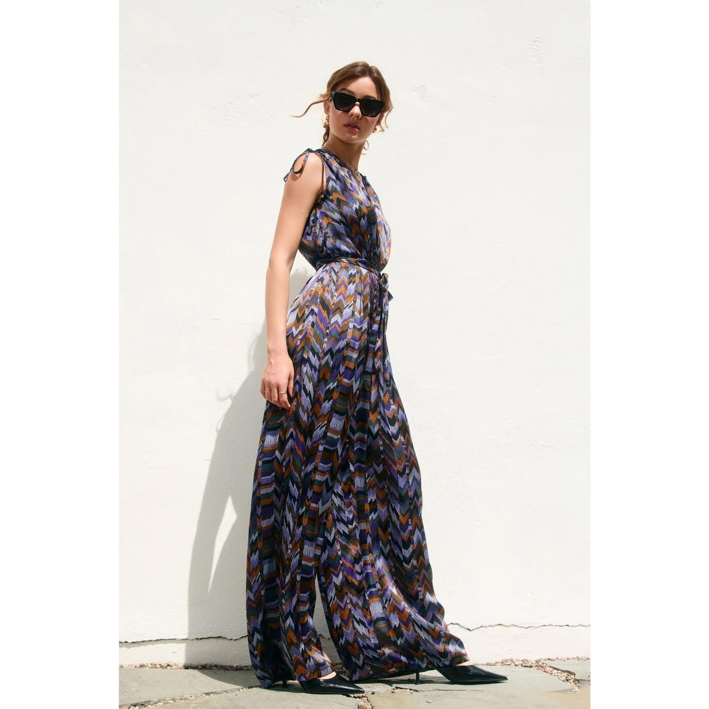Chevron Sleeveless Jumpsuit