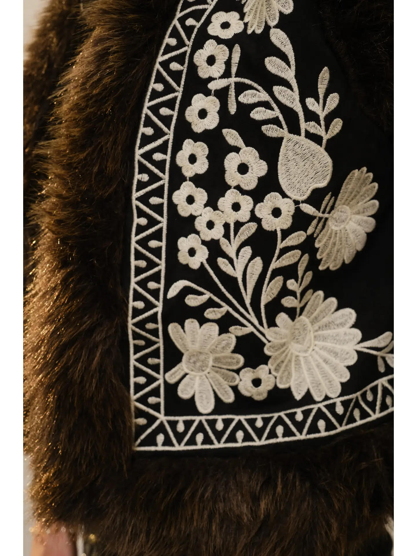 Faux Fur Floral Vegan Suede Vest