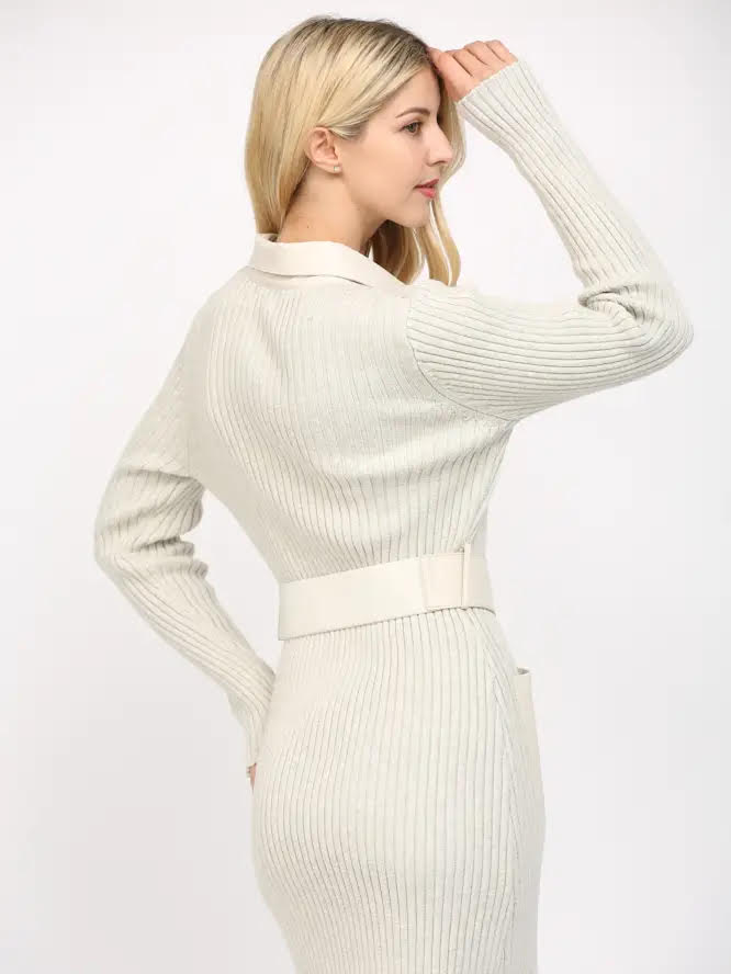 Faux Leather Sweater Dress