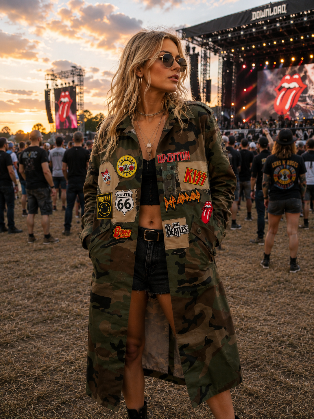 One Of a Kind Maxi Camo Rock Jacket