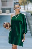 One Shoulder Velvet Dress