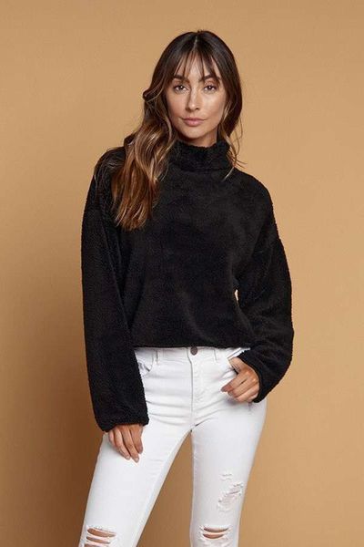 Black Cozy Fleece Pullover