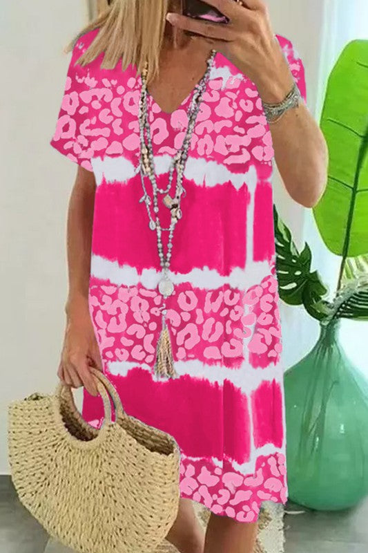 Pink Ombre Leopard Dress